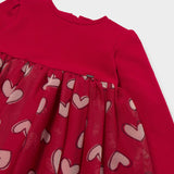 Mayoral Baby Girl Hearts Print Tulle Dress ~ Red