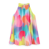 Billieblush Pleated Printed Dress ~ Multi