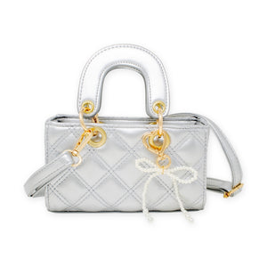 Tiny Treats Quilted Rectangle Bow Charm Handbag