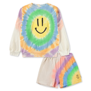 Molo Marika Sweatshirt & Akima Shorts Set ~ Vibrant Tie Dye