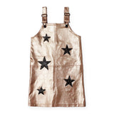 MIA New York Gold Star Patches Overalls Dress & Luxe Tee Set ~ Gold/Black