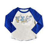 Rowdy Sprout Baby Grateful Dead Snow Bears Raglan l/s Tee ~ Vintage White/Royal