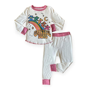 Rowdy Sprout Grateful Dead Rainbow Bears l/s PJ Set ~ White/Pink