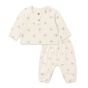 Quincy Mae Zion Woven Shirt & Pants Set ~ Rocking Horse/Natural