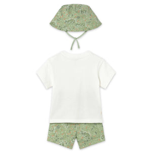 Mayoral Baby Boy Tee & Shorts Set w/ Bucket Hat ~ Matcha