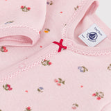 Petit Bateau Velour Front Snap Floral Print Footie ~ Pink Multi