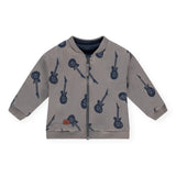 Babyface Baby Boy Reversible Zip Cardigan ~ Indigo/Guitars