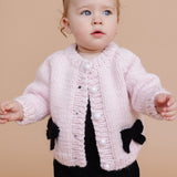 The Blueberry Hill Knit Bow Cardigan ~ Baby Pink/Black