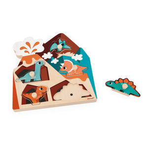 Janod Chunky Wooden Dinosaur Peg Puzzle w/ Sound