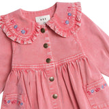 Huxbaby Cherry Vintage Floral Collar Dress ~ Apricot