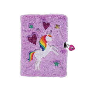 iScream Magical Unicorn Lock & Key Fuzzy Journal