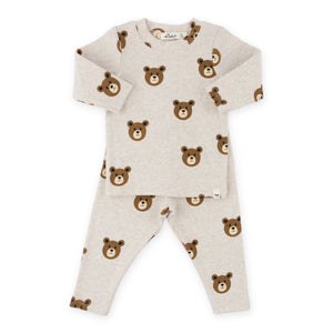 Oh Baby! Teddy Bear Faces Print 2pc Set ~ Malt