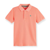 Scotch & Soda Boys Garment-Dyed Pique Polo ~ Neon Coral