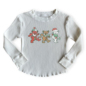 Rowdy Sprout Grateful Dead 3 Bears Holiday Thermal l/s Tee ~ Vintage White