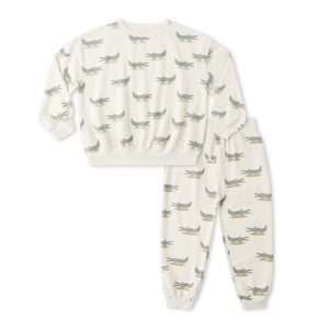Rylee + Cru Alligators Relaxed Sweatshirt & Sweatpants Set ~ Natural