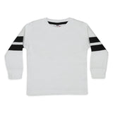 Mish Stripe Sleeve Thermal l/s Top ~ White/Black