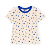 Petit Bateau Boys s/s Boat Print Tee ~ Cream/Blue