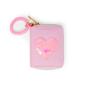 Tiny Treats Sequin Heart Spiral Strap Wallet