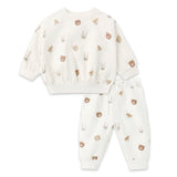 Quincy Mae Relaxed Fleece Sweatshirt & Sweatpants Set ~ Critters/Ivory