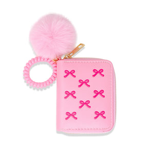 Tiny Treats 3D Bow Pom Pom Zip Wallet