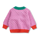 Bobo Choses Baby Color Block Knit Cardigan ~ Fuchsia Multi