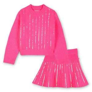 Billieblush Sequin Knit Sweater & Skirt Set ~ Pink