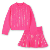 Billieblush Sequin Knit Sweater & Skirt Set ~ Pink