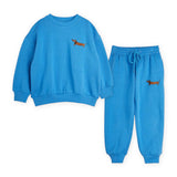 Mini Rodini Baby Dog Embroidered Sweatshirt & Sweatpants Set ~ Blue