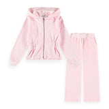 Molo Madge Velour Zip Hoodie & Adoria Flare Sweatpants Set 7-12 ~ Charlotte Pink