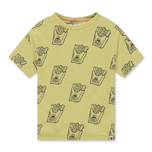 Babyface Boys Fries Print s/s T-Shirt & Cargo Sweatshorts Set ~ Lemon/Antra