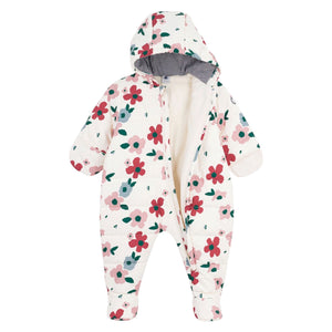 Petit Bateau Baby Hooded Floral Snowsuit ~ Cream Multi