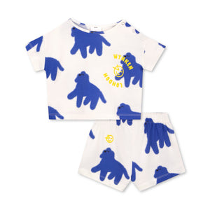 Wynken Baby Mini Bon Bon Dog Print Tee & Shorts Set ~ White/Artist Blue