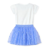 Mayoral Girls Cap Sleeve Top & Tulle Skirt Set ~ White/Indigo