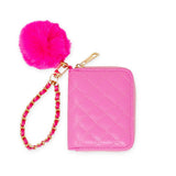 Tiny Treats Quilted Chain Strap Wallet w/ Pom-Pom