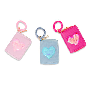 Tiny Treats Sequin Heart Spiral Strap Wallet