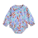 Bobo Choses Baby Watercolor Print Woven Onesie & Stamp Bloom Knit Overalls Set ~ Lavender/Purple