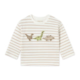 Mayoral Baby Boy Dinos l/s Striped T-Shirt ~ Cream/Mole