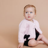 The Blueberry Hill Knit Bow Cardigan ~ Baby Pink/Black