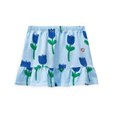 Wynken Printed Sleeveless Frill Top & Skirt Set ~ Tulips/Blue