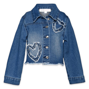 Baby Sara Heart Patch Denim Jacket ~ Blue