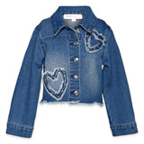 Baby Sara Heart Patch Denim Jacket ~ Blue