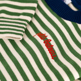 Petit Bateau Boys Knit Striped Sweater ~ Green/Cream