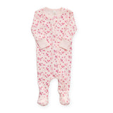 Tun Tun Ribbed Zip Footie ~ Floweret Baby Pink