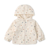 Quincy Mae Confetti Hearts Raincoat ~ Natural