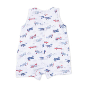 Angel Dear Sleeveless Muslin Shortie Romper ~ Vintage Planes