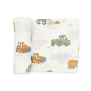Little Unicorn Cotton Muslin Swaddle ~ Work Trucks