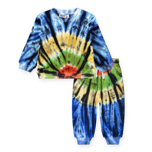 Molo Baby Dear Velour Sweatshirt & Simeon Sweatpants Set ~ Multus Tie Dye