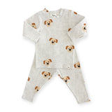 Oh Baby! Puppy Face Print 2pc Set ~ Heather Gray