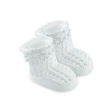 Jefferies Socks Daisy & Pearl Crochet Bootie ~ White
