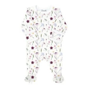 Coccoli Modal Zipper Footie ~ Floral on Cream